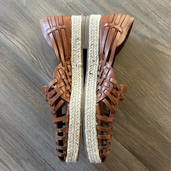 NWOT Sam & Libby Women's Brown Leather Boho Espadrille Flats Size 10 - Picture 6 of 8